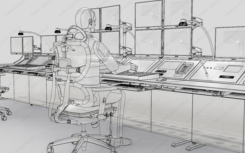 指揮中心操作臺人體工程學設(shè)計示意圖